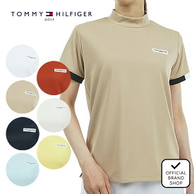 【正規販売店】[TOMMY HILFIGER GOLF] ストライプカフス 半袖モックシャツ ゴルフウェア Tシャツ レディース ゴルフ シャツ 吸水速乾 通気性 涼しい 速乾 清涼感 UVカット 紫外線 日よけ 日焼け防止 トミー ヒルフィガー ゴルフ THLA428 ヤマニゴルフ