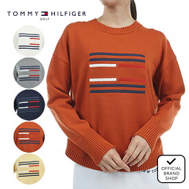【30%OFF】【正規販売店】[TOMMY HILFIGER GOLF] スフレタッチ　フラッグセ-タ- ゴルフウェア セーター ニット レディース ゴルフ ウェア 長袖 秋冬 合わせやすい コーデしやすい トミー・ヒルフィガー THLA456 ヤマニゴルフ