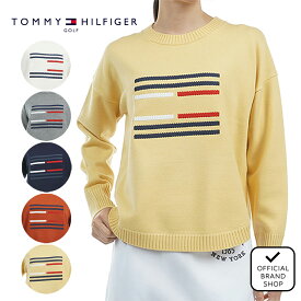 【30%OFF】【正規販売店】[TOMMY HILFIGER GOLF] スフレタッチ　フラッグセ-タ- ゴルフウェア セーター ニット レディース ゴルフ ウェア 長袖 秋冬 合わせやすい コーデしやすい トミー・ヒルフィガー THLA456 ヤマニゴルフ