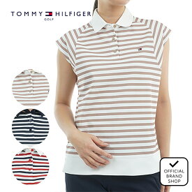 【30%OFF】【正規販売店】[TOMMY HILFIGER GOLF] クレイジーボーダー フレンチスリーブシャツ ゴルフウェア Tシャツ レディース ゴルフ シャツ 吸水速乾 通気性 涼しい 速乾 清涼感 UVカット 紫外線 日よけ トミー・ヒルフィガー THLA503 ヤマニゴルフ