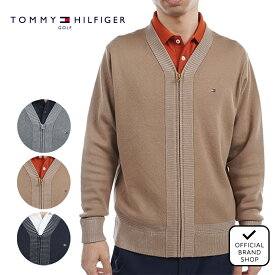 【30%OFF】【正規販売店】[TOMMY HILFIGER GOLF] バックロゴ　Vネックジップアップセーター ゴルフウェア セーター ニット メンズ ゴルフ ウェア 長袖 秋冬 初秋 トミー・ヒルフィガー THMA460 ヤマニゴルフ