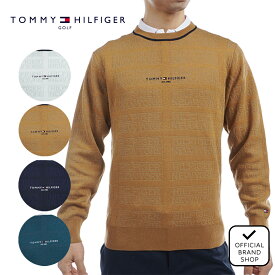 【30%OFF】【正規販売店】[TOMMY HILFIGER GOLF] ロゴジャカード　クルーネックセーター ゴルフウェア セーター ニット メンズ ゴルフ ウェア 長袖 秋冬 合わせやすい 軽くて暖かい コーデしやすい トミー・ヒルフィガー THMA470 ヤマニゴルフ