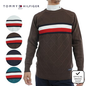 【30%OFF】【正規販売店】[TOMMY HILFIGER GOLF] シグネチャーストライプ　クルーネックセーター ゴルフウェア セーター ニット メンズ ゴルフ ウェア 遠赤外線保温 暖かい 防寒 長袖 秋冬 軽くて暖かい トミー・ヒルフィガー THMA473 ヤマニゴルフ