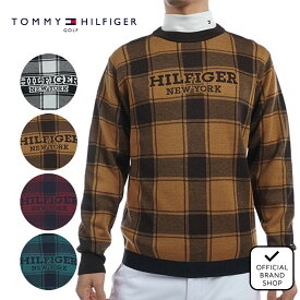 【30%OFF】【正規販売店】[TOMMY HILFIGER GOLF] バッファローチェックジャカード　クルーネックセーター ゴルフウェア セーター ニット メンズ ゴルフ ウェア 長袖 秋冬 軽くて暖かい 合わせやすい トミー・ヒルフィガー THMA478 ヤマニゴルフ