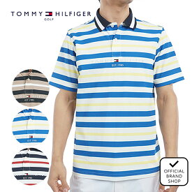 【30%OFF】【正規販売店】[TOMMY HILFIGER GOLF] マルチボーダー 半袖ポロシャツ ゴルフウェア ポロシャツ メンズ ゴルフ シャツ 吸水速乾 通気性 涼しい 速乾 清涼感 UVカット 紫外線 日よけ 日焼け防止 おしゃれ トミー・ヒルフィガー THMA506 ヤマニゴルフ