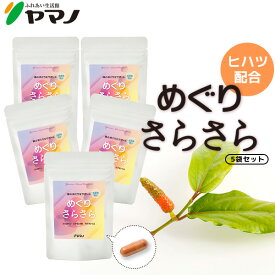 【まとめ買い】めぐりさらさら ヒハツ クルクミン マグネシウム 乳酸菌 血流 冷え 温活 腸活 サプリ 5袋セット ヤマノ 送料無料