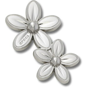 �y�W�r�b�c�`���[��/�V���o�[ �_�u�� �t�����[ �N���X�^�[�zcrocs 26Q2 Jibbitz charms Silver Double Flower Cluster 10018611