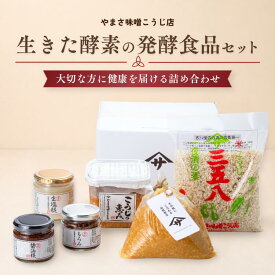 【20％OFFクーポン！さらにP3倍以上】生きた酵素の発酵食品セット （蔵出し生味噌1kg 最高大豆使用生糀みそ750g 生塩麹 生醤油麹 もろみ 糀漬けの素三五八）生糀 国産 塩分控えめギフト プレゼント