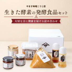 【20％OFFクーポン！さらにP3倍以上】ギフト プレゼント 生きた酵素の発酵セット (蔵出し生味噌1kg、最高級大豆使用生糀みそ750g 無添加ドレッシング2種 生塩麹 生醤油麹 もろみ) 無添加 国産原料 生糀 国産原料 減塩 ギフト プレゼント