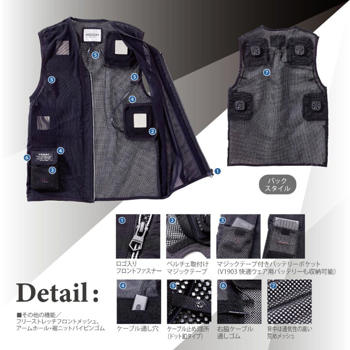 楽天市場】村上被服 HOOH 冷却ペルチェベスト メッシュ ベスト 通気性 