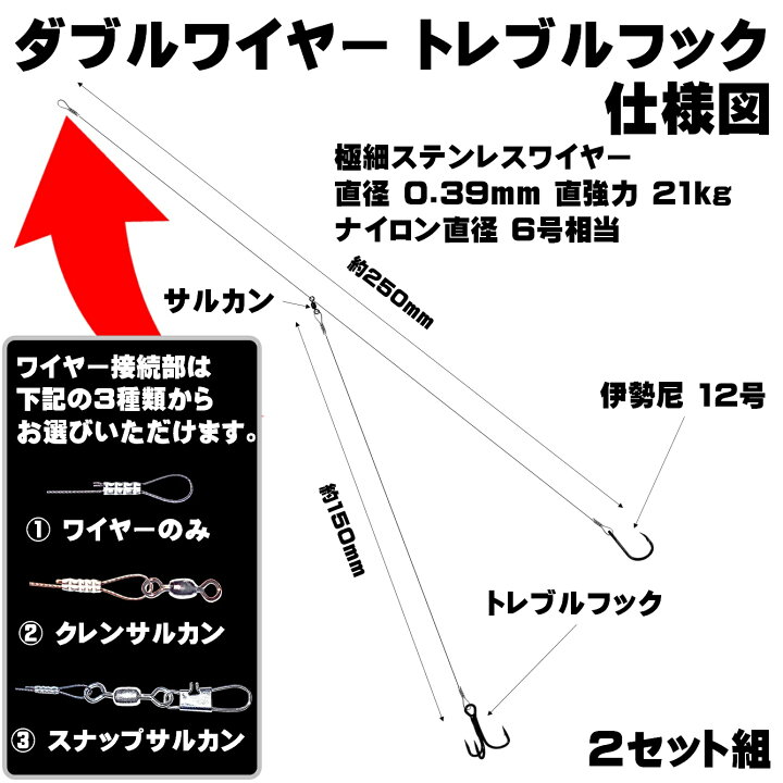 楽天市場 ダブル ワイヤーハリス トレブルフック 直径0 39mm 泳がせ釣り 仕掛け ヒラメ 仕掛け ヒラメ仕掛け 釣り ワイヤー 泳がせ 釣り 針 泳がせ ワイヤー 泳がせ釣り 極細 ワイヤー ワイヤー ハリス 泳がせ 仕掛け 泳がせ釣り仕掛け 飲ませ釣り ヒラメ 釣り 仕掛け
