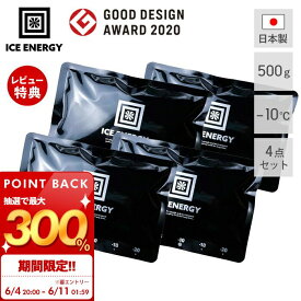 [6/11 1:59まで抽選で300%P還元]アイスエナジー 保冷剤 500g -10℃ 4個セット ソフト 保冷パック 日本製 薄型 氷点下 高機能 黒 ブラック 長時間 長持ち アウトドア キャンプ 災害 レジャー BBQ 防災 特殊低温保冷剤 ブラックキャンプ おしゃれ ICE ENERGY