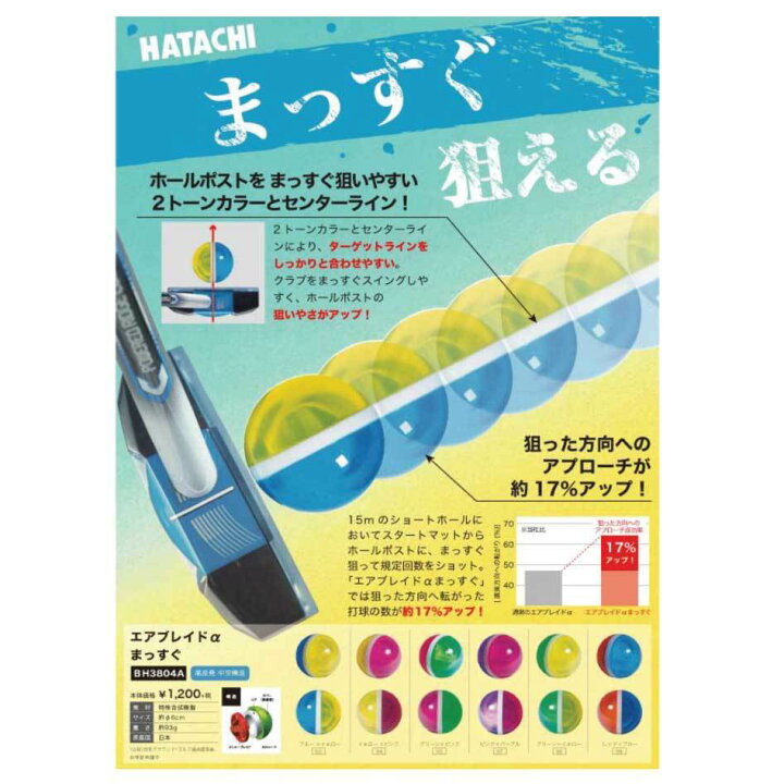 グランドゴルフ ボール BH3804A エアブレイドα まっすぐ ハタチ 羽立 グラウンドゴルフ用品 ヤマスポ HATACHI ハタチ エアブレイド ダイヤ BH3805 68