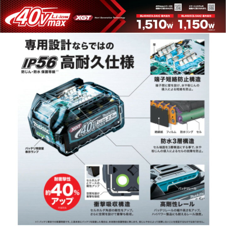 楽天市場】マキタ(makita) A-69939 BL4040 40Vmaxリチウムイオン  