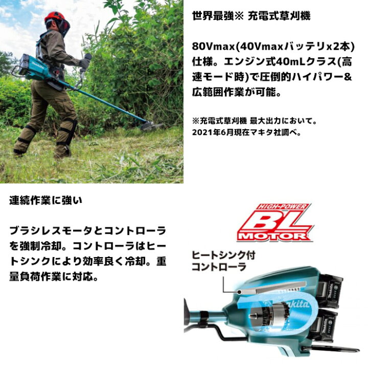 楽天市場】マキタ(makita) MUR012GZ 充電式草刈機 Uハンドル(左右  