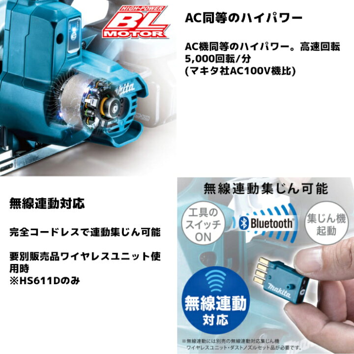 楽天市場】マキタ(makita) HS611DZ 充電式マルノコ(無線連動対応) 18V 