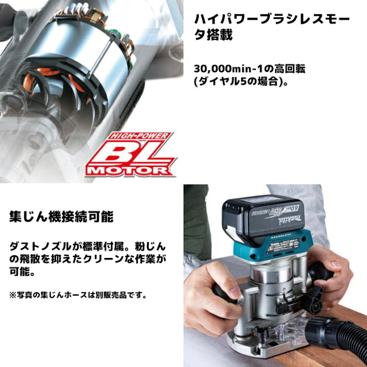 楽天市場】マキタ(makita) RT51DRG 充電式トリマ 18V プランジベース 