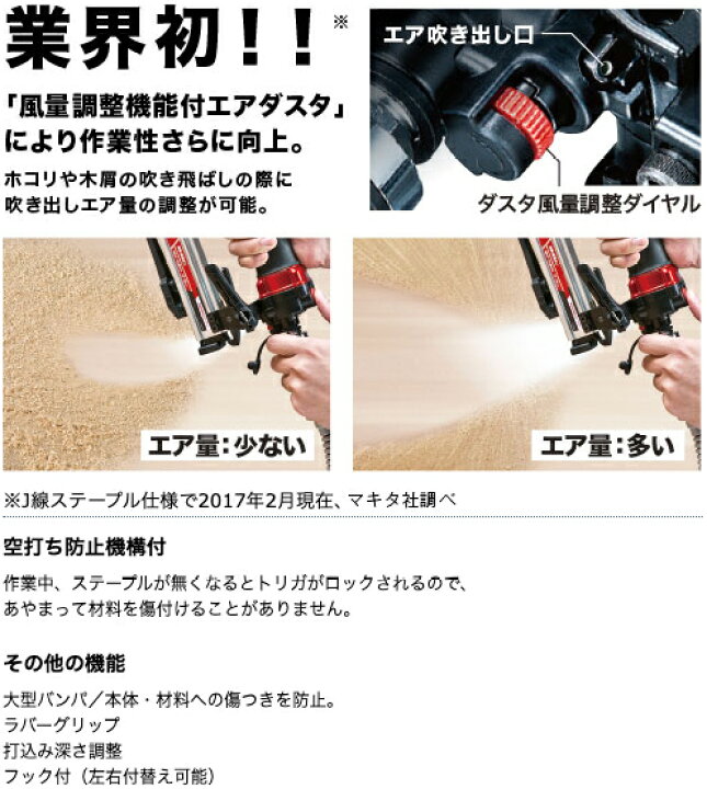 楽天市場】マキタ(makita) AT425HEM 高圧エアタッカ(青) ステープル幅 