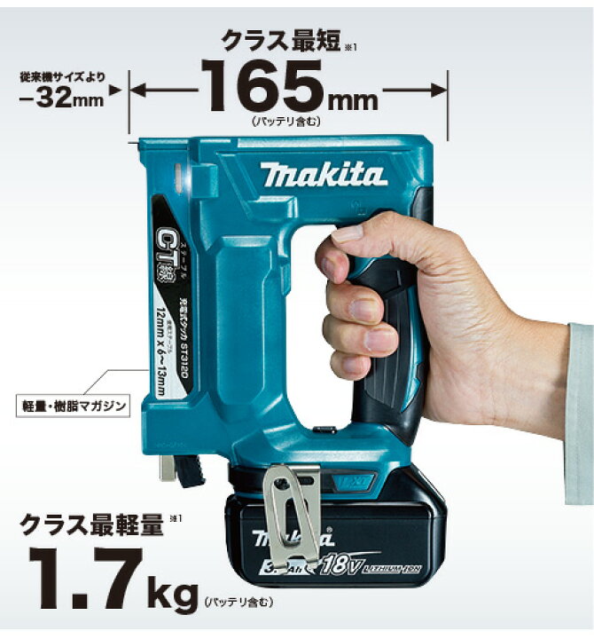 楽天市場】マキタ(makita) ST112DZK 充電式タッカ 18V RT線専用 本体  