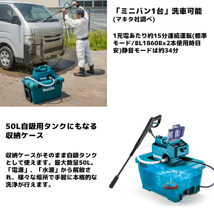 楽天市場】マキタ(makita) MHW080DPG2 充電式高圧洗浄機 36V(18V+18V  