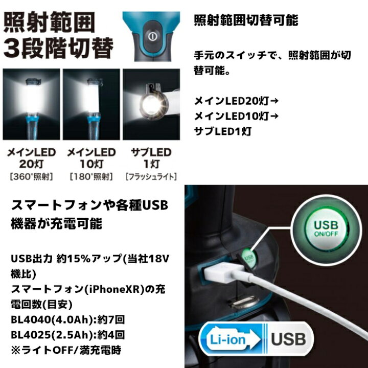 楽天市場】マキタ(makita) ML002G 充電式ワークライト 40Vmax 本体のみ 