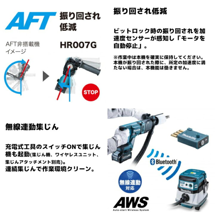 楽天市場】マキタ(makita) HR007GRMX 充電式ハンマドリル (青) 40Vmax 