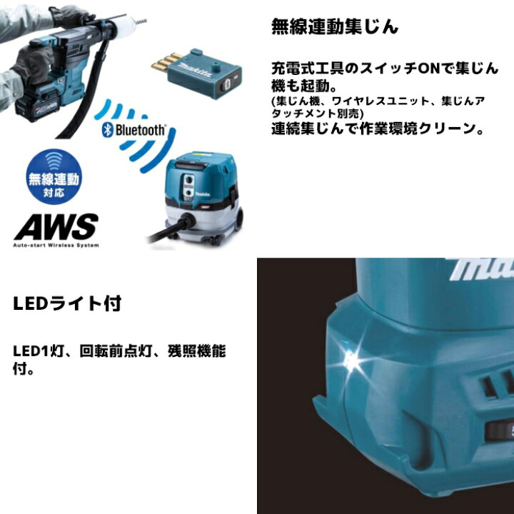 楽天市場】マキタ(makita) HR008GZKV 充電式ハンマドリル (青) 40Vmax 