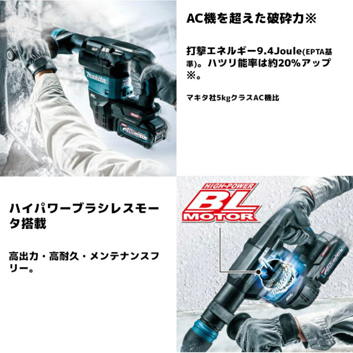 楽天市場】マキタ(makita) HM001GRMX 充電式ハンマ 40Vmax 40mm 
