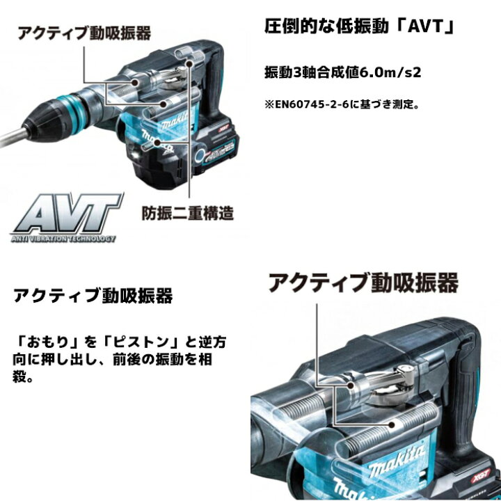 楽天市場】マキタ(makita) HM001GRMX 充電式ハンマ 40Vmax 40mm 
