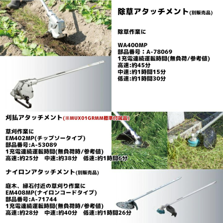楽天市場】マキタ(makita) MUX01GRMM 充電式スプリット草刈機 モーター 