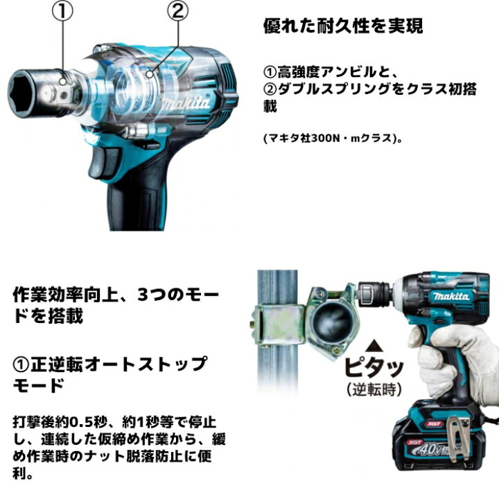 楽天市場】マキタ(makita) TW004GRDX 充電式インパクトレンチ 40Vmax 