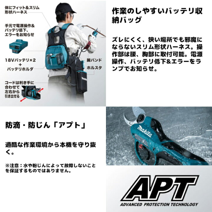 楽天市場】マキタ(makita) UP361DZ 充電式せん定ハサミ 18V+18V→36V 