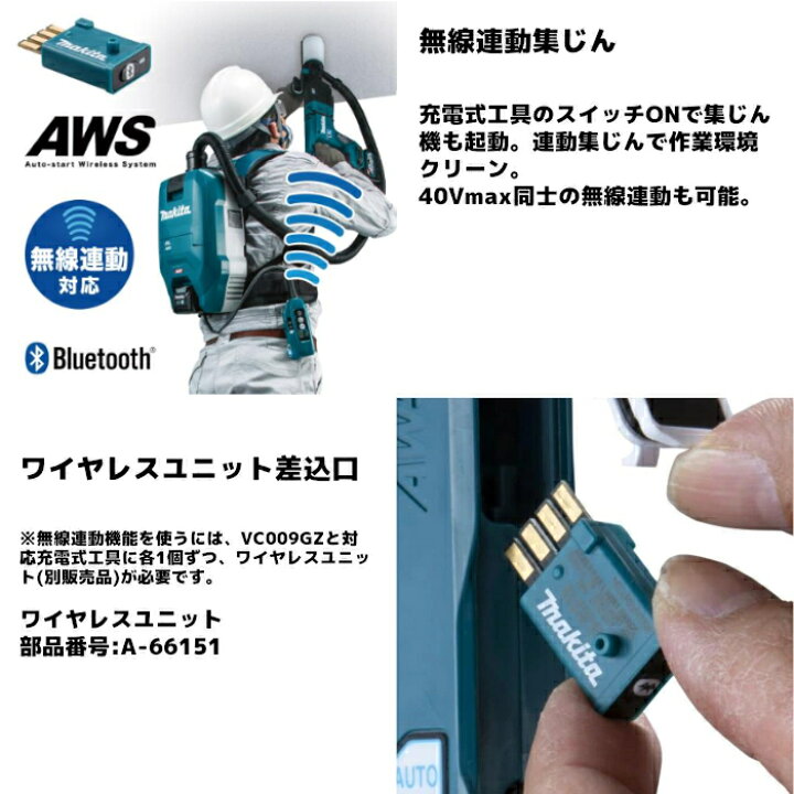 楽天市場】マキタ(makita) VC009GZ 充電式背負クリーナ 40Vmax 無線 