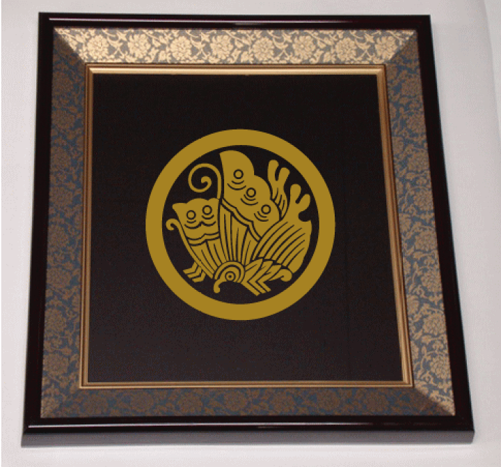 メカニカル 家紋 丸に揚羽蝶 純金鍍金保証 額縁入り - その他