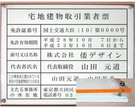 宅地建物取引業者票【アクリル透明色 オレンジエッジW式】400mmx350mm