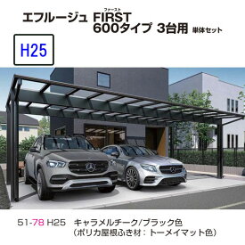 カーポート YKKAP エフルージュ FIRST 600タイプ 3台用 57-78M H25 単体セット 屋根材熱線遮断　地域限定　送料無料