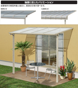 庇 テラス屋根 ソラリア 積雪対応 (耐風) 1500 フラット型 2.0間4尺 柱奥行移動タイプ ポリカ 雨よけ 勝手口