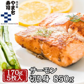 【サーモンフィレカット 5枚入り 850g 1枚170g】鮭 サーモン 切り身 骨なし 骨抜き ノルウェーサーモン スライス フィレ トロ 半身 まるごと カット済み おすすめ おいしい コストコ 刺身 寿司 カルパッチョ ギフト プレゼント 冷凍 送料無料