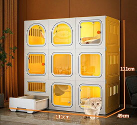 猫 キャットケージ ケージ ゲージ 猫ケージ キャットタワー スタジアム 猫トイレ付 脱走防止 頑丈 組立簡単 留守番 保護 脱走防止 多頭