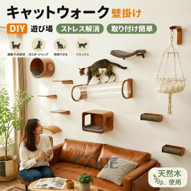 キャットウォーク 壁掛け キャットタワー 有孔ボード 壁掛け式猫用ステップ 壁面 棚 DIY 壁 天然木 壁掛け猫クライマーセット 猫用 カス