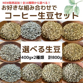 コーヒー生豆 選べる生豆セット 400g×2種類 合計800g 送料無料 コーヒー豆 自家焙煎 生豆 珈琲 未焙煎 選べる種類増加中