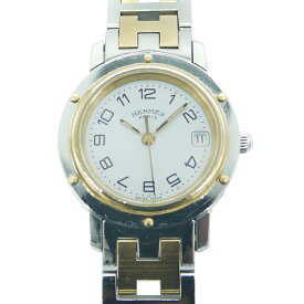 【中古】HERMES エルメス クリッパー 腕時計 CL4.220 クォーツ ホワイト文字盤 レディースウォッチ Y03005