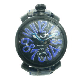 【中古】GaGa MILANO ガガミラノ マヌアーレ 48mm 5012.MOS.02S 手巻き 黒文字盤 Y03029