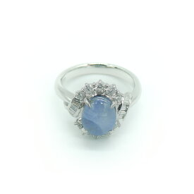 【中古】Pt900 スターサファイア デザインリング ダイヤモンド プラチナ 指輪 13号 Y03032