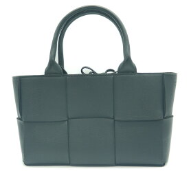 【中古】BOTTEGA VENETA ボッテガヴェネタ ミニ アルコ トートバッグ イントレチャート グレインレザー ブラック Y04151