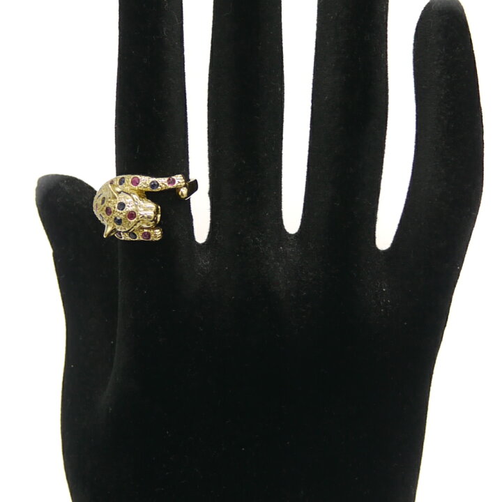 楽天市場】【中古】K18 ルビー サファイア 豹デザインリング パンサー  