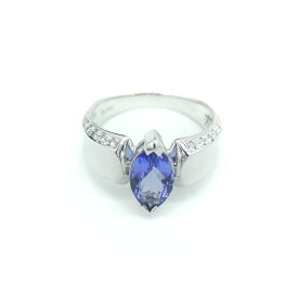 【中古】Pt900 カラーストーン ダイヤモンド デザインリング プラチナ 指輪 16号 Y01925