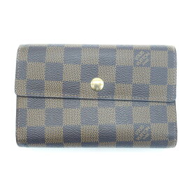 【中古】LOUIS VUITTON ルイヴィトン ダミエ ポルトフォイユ アレクサンドラ 3つ折り財布 エベヌ N63067 Y02247