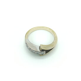【中古】K18YG/WG ダイヤモンド デザインリング 18金 ホワイトゴールド 指輪 10号 Y02479