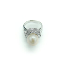 【中古】Pt900 パール ダイヤモンド デザインリング プラチナ 指輪 10号 Y02519